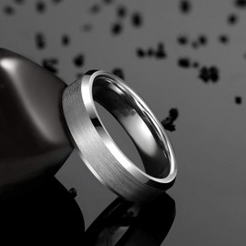 Greenpod 6MM Tungsten Carbide Engagement Ring Brushed Beveled Edge Polished Wedding Band Comfort Fit for Men Women Size 8