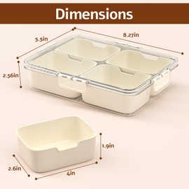 accep Snack Box Container,Divided Serving Rray with Lid,4 Compartment Snack Containers for Adults,Bento Box Adult Snackle Box Charcuterie Container for Candy,Fruits,Veggie,Perfect for Travel & Picnic