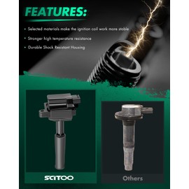 SCITOO Ignition Coil Coils Pack fits for Jaguar XKR 4.0L 2000-2002 for XK8 4.0L 2000-2002 for XJR 4.0L 1996-2002 for XJ8 4.0L 1999-2003 for Vanden Plas 4.0L 2000-2003 UF415 5C1180 set of 2