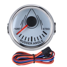 52mm Universal Boat Rudder Angle Indicator 0-190ohm Signal with Rudder Sensor 9-32V Backlight Gauge for Boat YachtWhite Dial Silver Cover