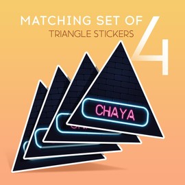 Vinyl Triangle Stickers (Set of 4) 10cm - Neon Sign Design Chaya Name for Laptops, Tablets, Luggage, Scrap Booking, Fridges #352863