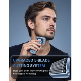 POLAR RHINO X5 Series Electric Razor for Men, 5-Blade Foil Shaver with Intelligent Beard Tracking, Wet/Dry Use, LED Battery Indicator, USB-C Fast Charge, Men's Face Shaving & Travel Lock