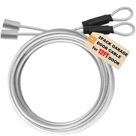 NAZOU 13.5FT Garage Door Cable Replacement 1/8 inch Vinyl Coated Wire Cable & Parts Fits 12FT Garage Door (2 Pack)
