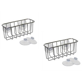 Jolitee Silver Stainless Steel Suction Cup Sink Caddy for Sponges or Soap with Extra Suction Cups (Two Pack)