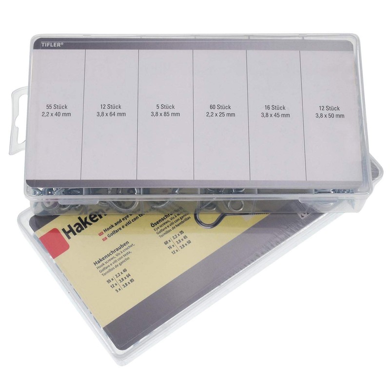 Clip bolts and eyebolts, 151-part set, various different sizes