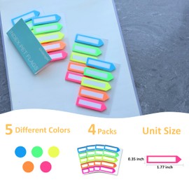 UniBright Sticky Tabs, 500 Pcs, Use as Annotation Tabs, Book Tabs, Notebook Tabs, Page Markers, Page Tabs and Page Flags with Carry-On Clip and Anti Fall-Off Design, 5 Colors 4 Sets