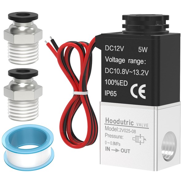 Solenoid Valve, Hoodutric 1/4 Inch NPT DC12V 2 Way Normally