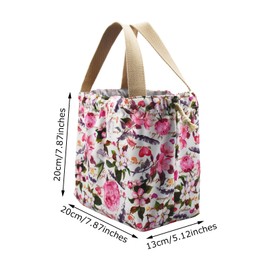 Enyuwlcm Mini bolsa de almuerzo reutilizable pequeña linda bolsa de almuerzo con cordón adecuado para niñas y mujeres, flor rosa