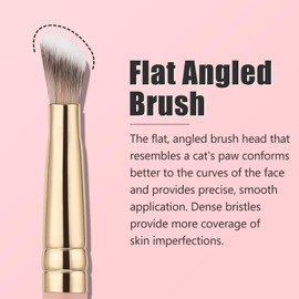 TEOYALL Under-Eye Concealer Brush, Small Flat Angled Synthetic Bristles Flawless Coverage Multitask Brush with Liquid Cream Powder