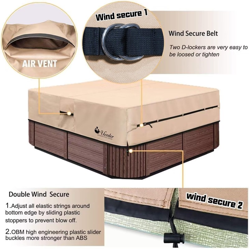 UCEDER Waterproof Hot Tub Cover -Outdoor Spa Cover Cap(Actual Size