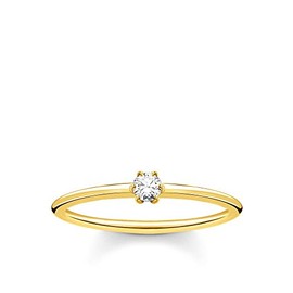 THOMAS SABO Ring White Stone Gold Plated Silver TR2312-414-14, Sterling Silver, Cubic Zirconia