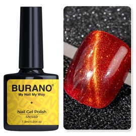 BURANO Cat Eye Gel Nail Polish, 7.3ml Soak Off UV LED Glitter Magnetic Gel Nail Polish, Holographic Cateye Gel Polish for Women DIY Home (MY20)