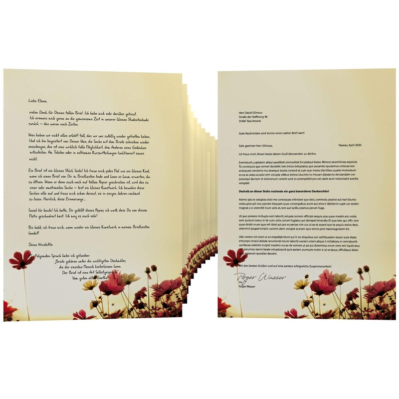 Writing Paper "Sunny Flowers" 20 Sheets of A4 100 g