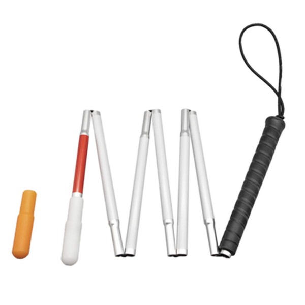 Aluminum White Cane with 2 Tips, Folding Cane for The