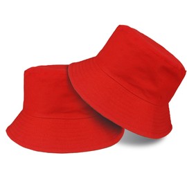 TUONYIS 2 Pcs Red Bucket Hat, Summer Cotton Fisherman Hat, Unisex Sun Hat, Reversible, for Hunting, Camping, Hiking, Travelling, Football, Shopping (UK, Alpha, One Size, Red)