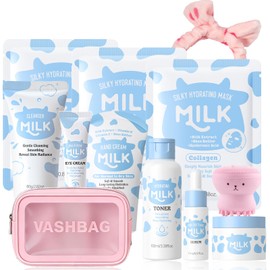 Milk SkinCare Set for Kids & Teens, Moisturizing Gentle, 12 Pcs