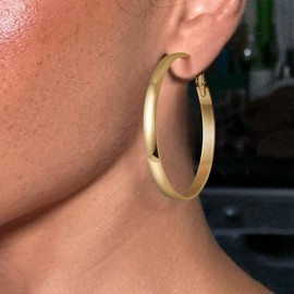 Jewlpire Gold Hoop Earrings for Women, Lightweight 14K Gold Hoops Earring, 5mm Width Medium Hoops Earrings for Women Trendy 40 mm