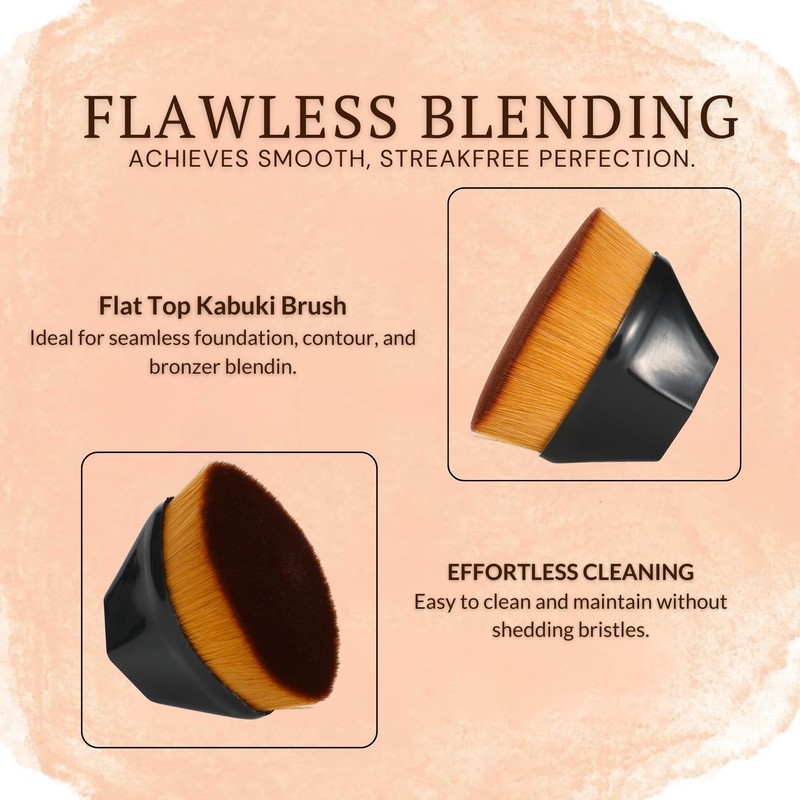 Flat Top Kabuki Concealer & Foundation Brush – Vegan, Cruelty-Free