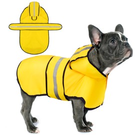 Paiaite Dog Raincoat: Hooded Slicker Poncho, Durable Waterproof Jacket with Reflective Stripes, Convenient Leash Hole, and Adjustable Fit, Perfect for Small, Medium, and Large Dogs Yellow 3XL