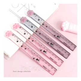 Brooks 2pz De Mini Regla Plástico Huella De Gato 15cm Kawaii Mixtos