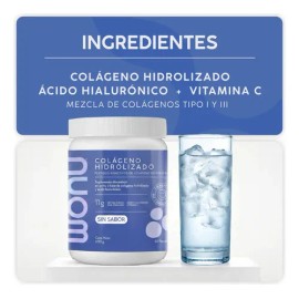 Colágeno Hidrolizado I Wonu I 600g I 52 Servicios I Sabor Natural I Con Ácido Hiluronico Y Vitamina C I Sin Azúcar