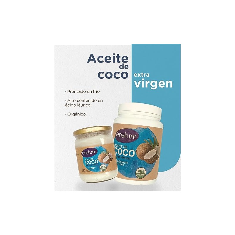 Enature Aceite de Coco Orgánico, Virgen, 420 ml