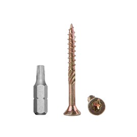 Pack of 200 Yellow Galvanised Steel 3.5 x 50 mm Wood Screws Torx Head Type 17 Countersunk Chipboard Screws (200, 3.5 x 50 mm)