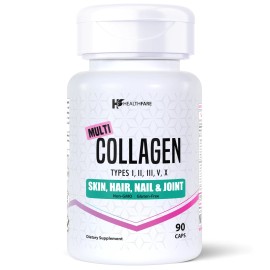 HealthFare Multi Collagen Peptides I II III V X 1600mg 14 in 1 Skin Hair & Joint Health USA
