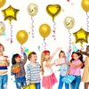 14 Golden Birthday Balloons in Star and Heart Shape Aluminium
