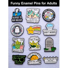 Funny Enamel Pins for Adults – Metal Humorous Sarcastic Pins for Backpacks, Jackets & Hats – Gift for Coworkers & Friends (Funny)