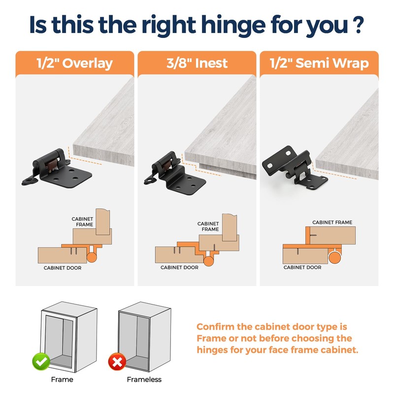 Home Expert 50 Pack (25 Pairs) Matte Black Cabinet Hinges