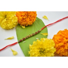 Raksha Bandhan Rakhi for Brother with Greeting Card || Multi Design Rakhi| Threaded Rakhi for Bhaiya | Premium Indian Rakhi | Set of 2 (Rudraksh Rakhi), Rudraksh Rakhi