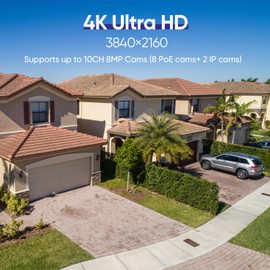 SANNCE 4K 8 Channel PoE NVR, 8MP CCTV Security Camera System Network Video Recorder Supports 8MP 5MP 3MP 1080P HD PoE Surveillance IP Camera, Human Detection