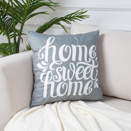 Throw Pillow Covers Home Sweet Home Decorative Pillowcase Black/White Soft Cushion Covers for Sofa, Couch 18 x 18 inch by JV Home