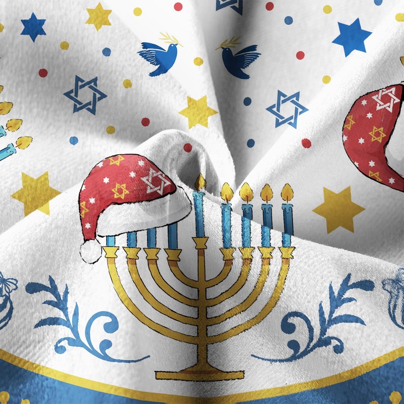 EKOREST Hanukkah Christmas Tree Skirt 36 Inches, Candlestick with Hat