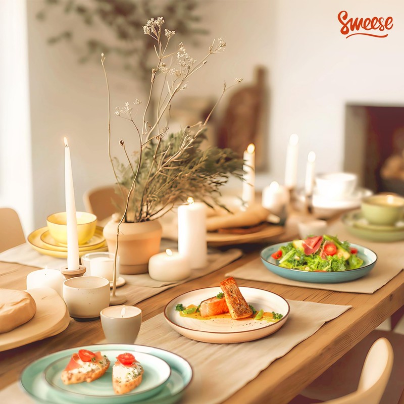 Sweese Plates and Bowls Sets, 18 Piece Dinnerware Set Porcelain