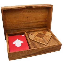 Logic Heart Tangram Set with Play Cards Wooden Puzzle Game