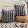 Neelvin Grey Faux Fur Cozy Soft Striped Decorative Throw Pillow