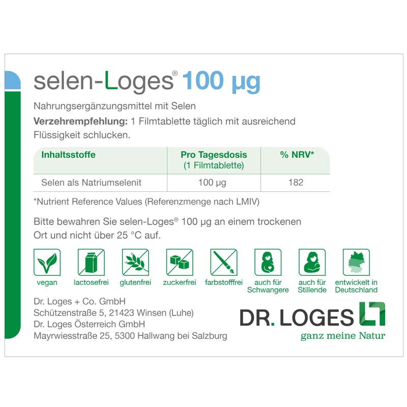 Selen-Loges 100 µg - 60 Film-Coated Tablets - Dietary Supplement