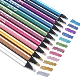 Valicaer 12 Metallic Colouring Pencils, Colouring Pencils for Adults Colouring Pencils Set for Children Glitter Pencils School Wooden Pencil for Kids Artists Drawing Coloring Books Sketching