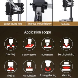 Leather Punch Leather Hole Puncher Industrial Hole Puncher Arbor Press Leathercraft Punching Tools for DIY Leather Craft Punching Holes withPP Plate，1.5-13mm Clamping Chuck，Free Accessorie