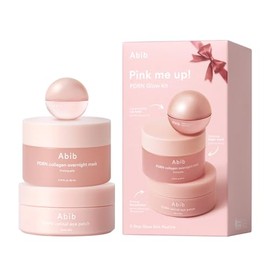 Abib Pink Me Up Pdrn - Kit de brillo de 3 pasos | Máscara de gelatina reafirmante durante la noche, juego coreano de cuidado de la piel para rutina de piel de vidrio