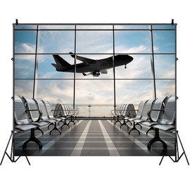 Airport Terminal Backdrop Airplane Airport Departure Lounge Photography Background 7x5FT Travel Party Banner Birthday Decortain Photo Shoot Props