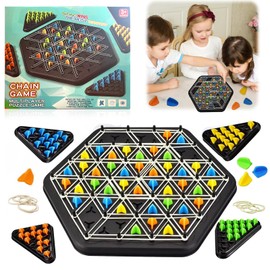 Geometric Chess Game,chain triangle chess game,Chain Geometric Chess,triangle game rubber band game,Board Games for Kids Adults 2-4 Player Birthday Gifts (Geometric)