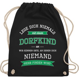 Shirtracer sayings – Lege dich niemals mit einem Dorfkind an – (Never mess with a village kid) gym bag and cloth bag made from organic cotton - Black -