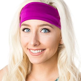 Hipsy Xflex Basic Adjustable & Stretchy Wide Softball Headbands for Women (Basic Fuchsia)