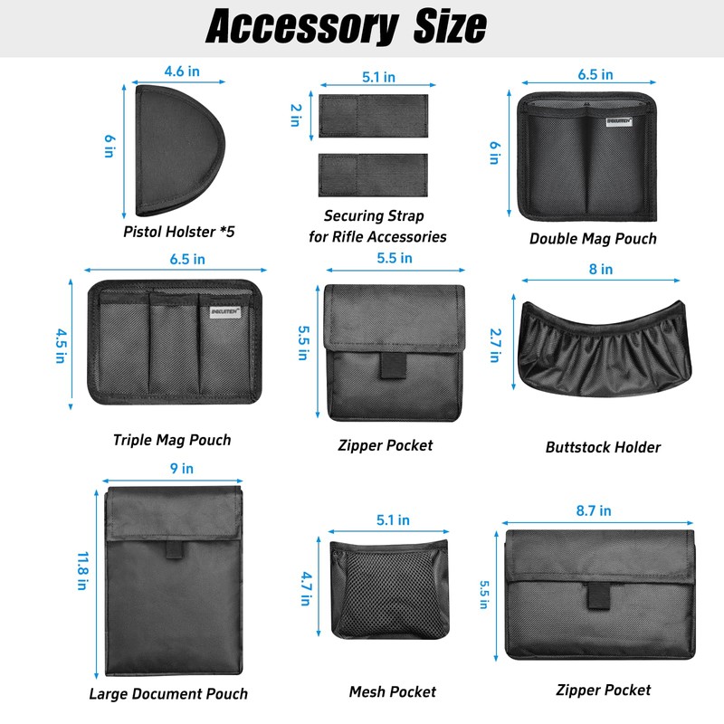 INKUITEN Gun Safe Door Organizer,Gun Safe Door Panel Organizer, Gun