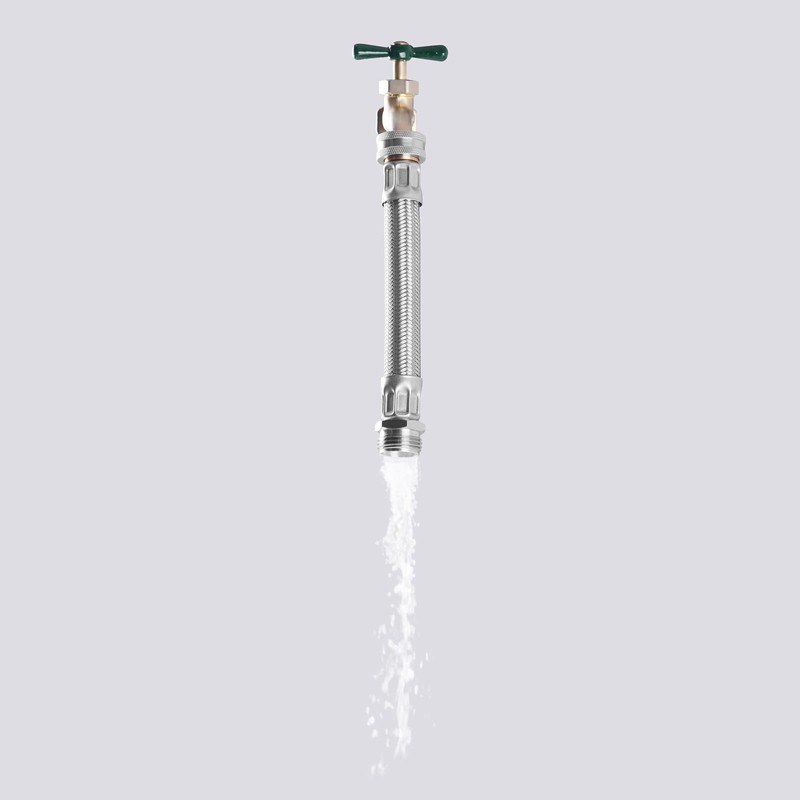 Short Garden Hose Extension, Heavy-Duty Hose, Maximum Bend 45°, Stainless