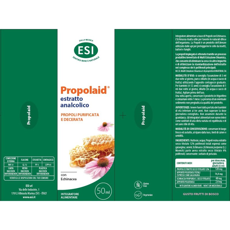 ESI - Propolaid Estratto Puro Analcolico, Integratore Alimentare di Propolis,