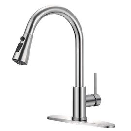 Kitchen Faucet with Pull Down Sprayer,Kitchen Sink Faucet with Sprayer,High Arc Single Handle Classic Stainless Steel Sink Accessories,Suitable for Laundry Rv Bar (Polished Chrome)
